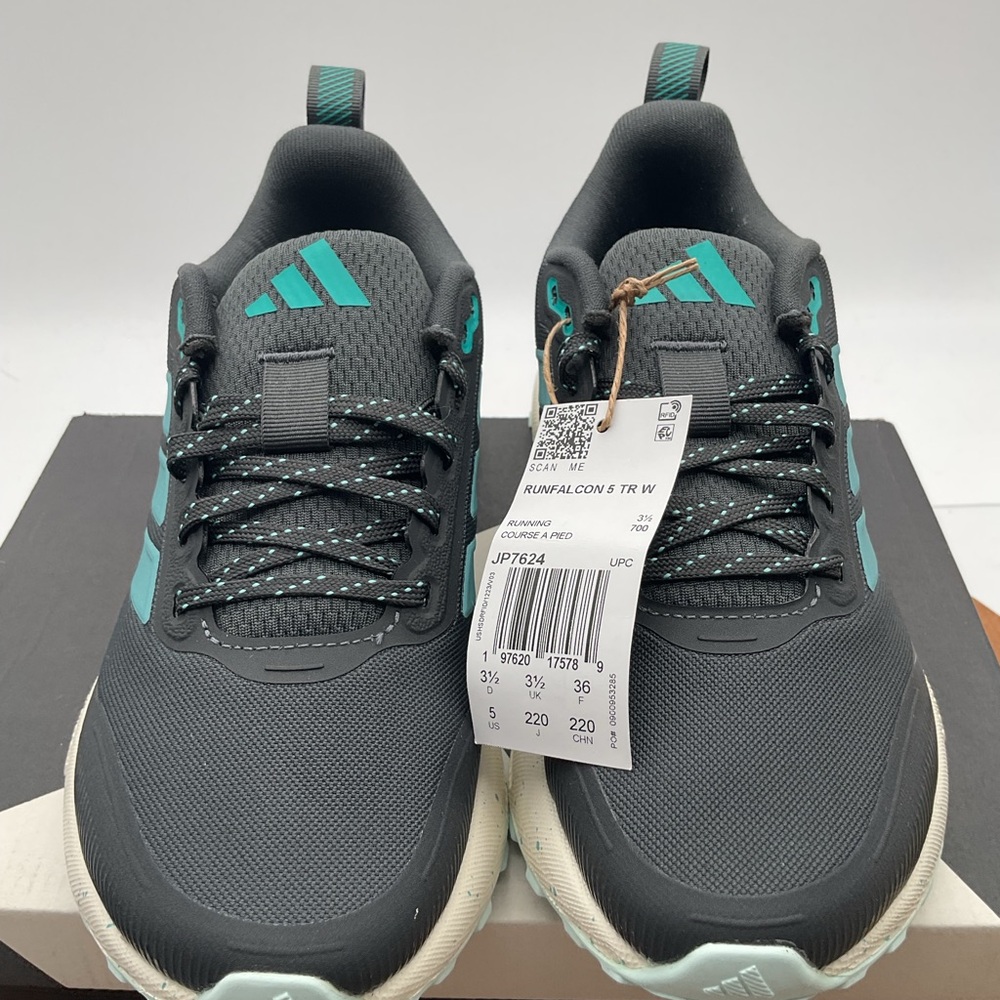 Adidas Runfalcon 5 TR women's running shoe in a grey and teal colorway‎
